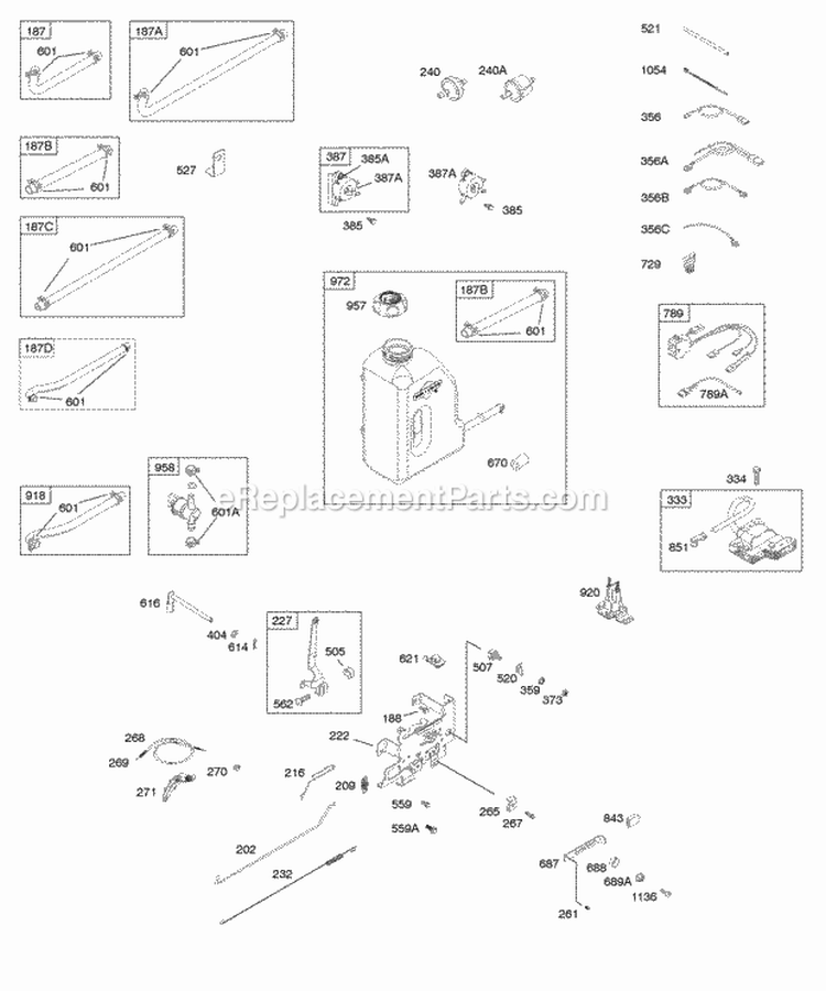 Fuel Supply Governor Spring Ignition Diagram and Parts List for 21A907-0150-E9  Briggs and Stratton Engine
